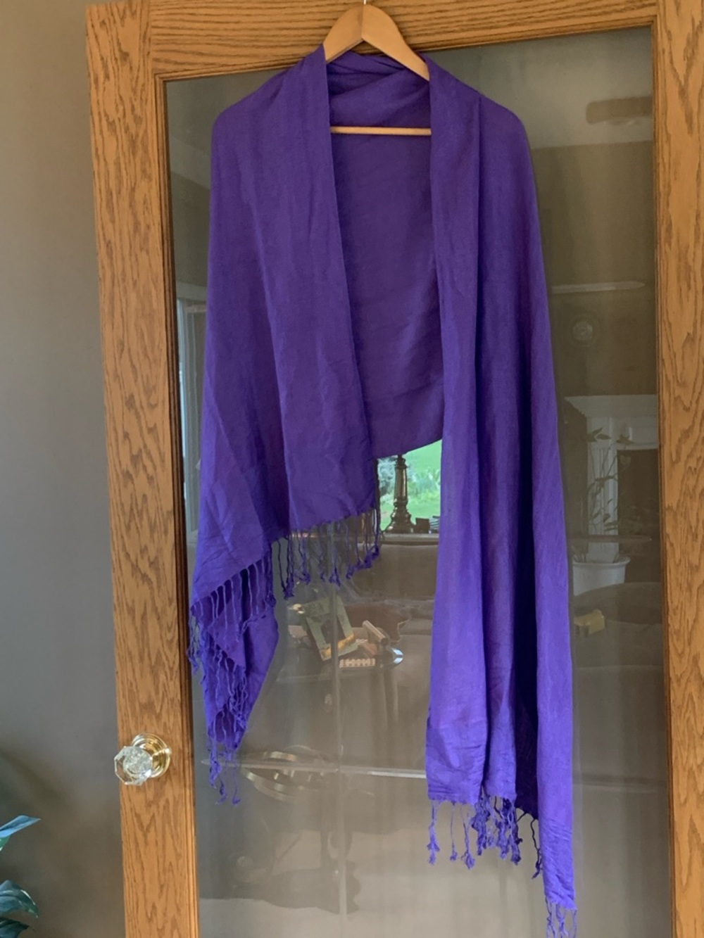 Vintage Purple Pashmina Cashmere     70%/Silk 30% Lightweight Fringe Shawl Wrap